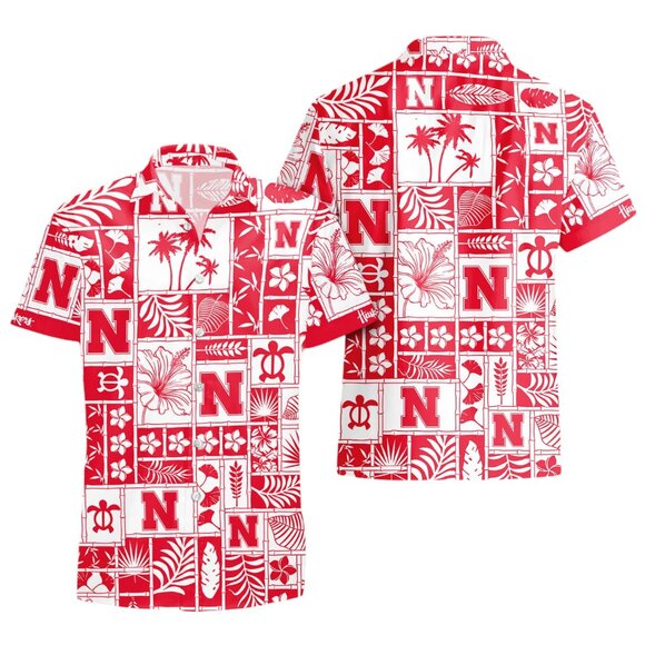 Nebraska Huskers Red White Hawaiian Shirt - Picture 1 of 2